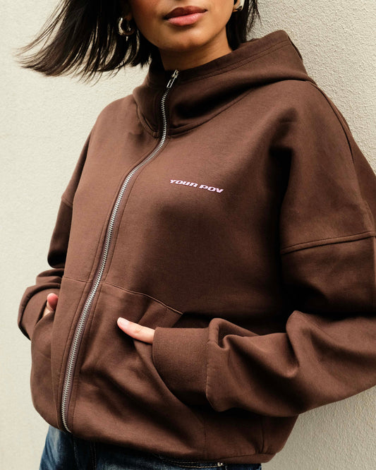 'Chocolate' Zip Sweat